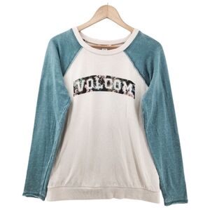 Volcom Cali Lightweight Sweatshirt Women's Size Small Varsity Floral Design